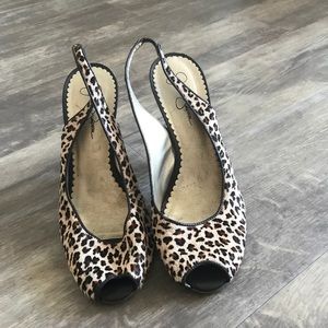 Jessica Simpson Cheetah Peep Toe Slingback Heels